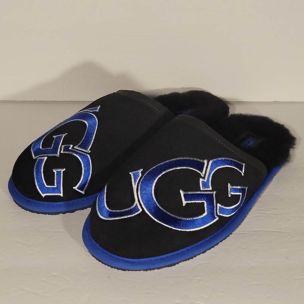 UGG Scuff Logo II Slippers Men's Size 10 Blue Black Shoes